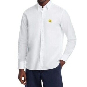 JOSHUA SANDERS Shirt Mens Large White Button Up Oxford Smiley Face Pixel $281